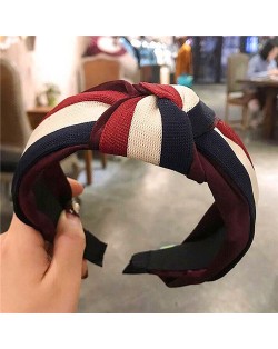 Contrast Colors Combination Design Cloth Bowknot Women Hair Hoop - Pattern 4