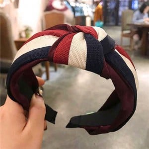 Contrast Colors Combination Design Cloth Bowknot Women Hair Hoop - Pattern 4