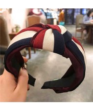 Contrast Colors Combination Design Cloth Bowknot Women Hair Hoop - Pattern 4