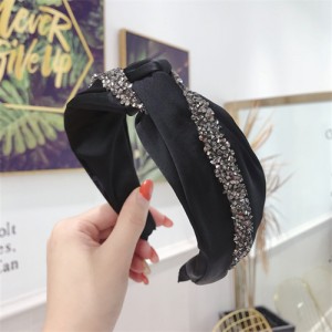 Shining Fashion Cloth Bowknot Style Korean Fashion Women Hair Hoop - Black