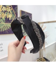 Shining Fashion Cloth Bowknot Style Korean Fashion Women Hair Hoop - Black