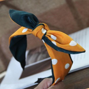 Podka Dot Bunny Ear Bowknot Fashion Cloth Hair Hoop - Green