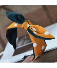 Podka Dot Bunny Ear Bowknot Fashion Cloth Hair Hoop - Green
