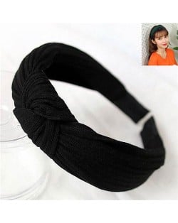 Velvet Texture Bowknot Design Fashion Cloth Hair Hoop - Black