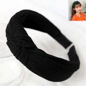 Velvet Texture Bowknot Design Fashion Cloth Hair Hoop - Black