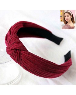 Velvet Texture Bowknot Design Fashion Cloth Hair Hoop - Red