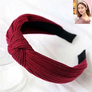 Velvet Texture Bowknot Design Fashion Cloth Hair Hoop - Red