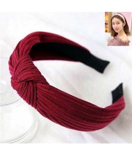 Velvet Texture Bowknot Design Fashion Cloth Hair Hoop - Red