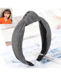 Velvet Texture Bowknot Design Fashion Cloth Hair Hoop - Gray