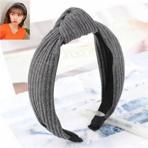Velvet Texture Bowknot Design Fashion Cloth Hair Hoop - Gray