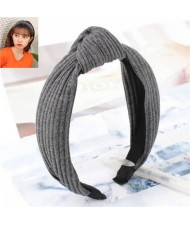Velvet Texture Bowknot Design Fashion Cloth Hair Hoop - Gray