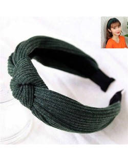 Velvet Texture Bowknot Design Fashion Cloth Hair Hoop - Ink Green
