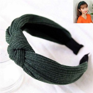 Velvet Texture Bowknot Design Fashion Cloth Hair Hoop - Ink Green