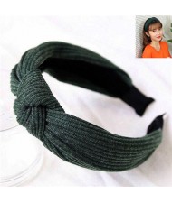 Velvet Texture Bowknot Design Fashion Cloth Hair Hoop - Ink Green