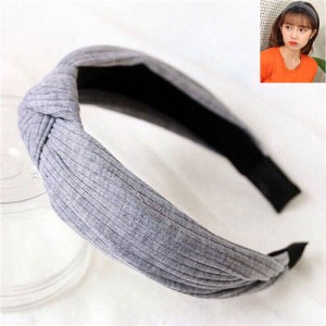 Velvet Texture Bowknot Design Fashion Cloth Hair Hoop - Light Gray