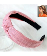 Velvet Texture Bowknot Design Fashion Cloth Hair Hoop - Pink