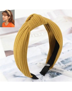 Velvet Texture Bowknot Design Fashion Cloth Hair Hoop - Yellow