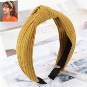 Velvet Texture Bowknot Design Fashion Cloth Hair Hoop - Yellow