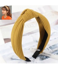 Velvet Texture Bowknot Design Fashion Cloth Hair Hoop - Yellow