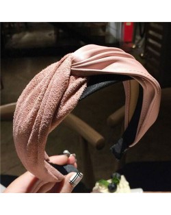 Artificial Leather and Cloth Jointed Korean Fashion Women Hair Hoop - Pink