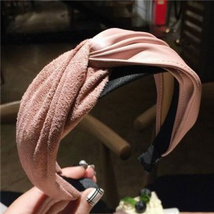 Artificial Leather and Cloth Jointed Korean Fashion Women Hair Hoop - Pink