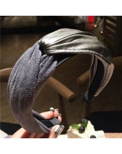 Artificial Leather and Cloth Jointed Korean Fashion Women Hair Hoop - Blue