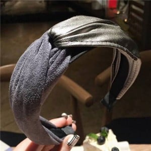Artificial Leather and Cloth Jointed Korean Fashion Women Hair Hoop - Blue