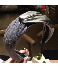 Artificial Leather and Cloth Jointed Korean Fashion Women Hair Hoop - Blue