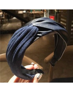 Artificial Leather and Cloth Jointed Korean Fashion Women Hair Hoop - Royal Blue