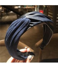 Artificial Leather and Cloth Jointed Korean Fashion Women Hair Hoop - Royal Blue