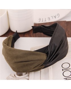Artificial Leather and Cloth Jointed Korean Fashion Women Hair Hoop - Green