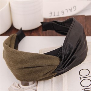Artificial Leather and Cloth Jointed Korean Fashion Women Hair Hoop - Green