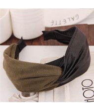 Artificial Leather and Cloth Jointed Korean Fashion Women Hair Hoop - Green