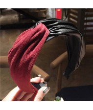 Artificial Leather and Cloth Jointed Korean Fashion Women Hair Hoop - Red