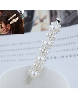 Korean Pearl Fashion Floral Design Women Hair Clip - Silver