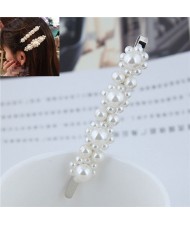 Korean Pearl Fashion Floral Design Women Hair Clip - Silver