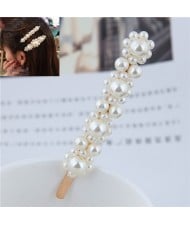 Korean Pearl Fashion Floral Design Women Hair Clip - Golden