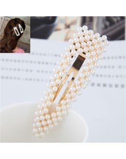 Pearl Style High Fashion Waterdrop Shape Women Hair Clip - Golden