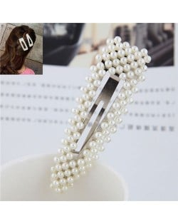 Pearl Style High Fashion Waterdrop Shape Women Hair Clip - Silver