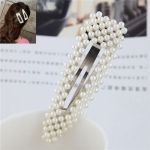Pearl Style High Fashion Waterdrop Shape Women Hair Clip - Silver