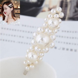 Korean Fashion Graceful Style Pearl Women Hair Clip - Silver