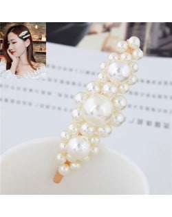 Korean Fashion Graceful Style Pearl Women Hair Clip - Golden