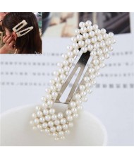Pearls All-over Design Bar Shape Women Hair Clip - Silver