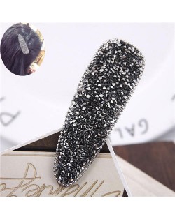 Shining Rhinestone Embellished Bar Shape Hair Barrette - Gray