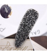 Shining Rhinestone Embellished Bar Shape Hair Barrette - Gray
