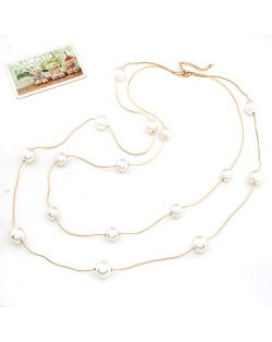 Korean Fashion Scattered Pearls Decorated Dual Layers Necklace