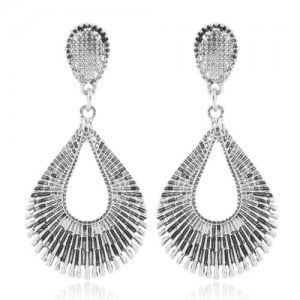 Vintage Style Hollow Waterdrop Shape Fashion Earrings - Silver
