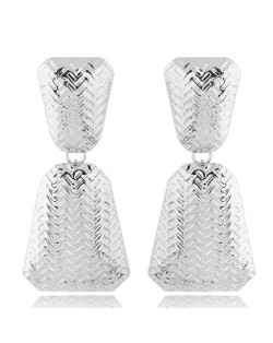 Engraving Alloy High Fashion Women Statement Earrings - Silver
