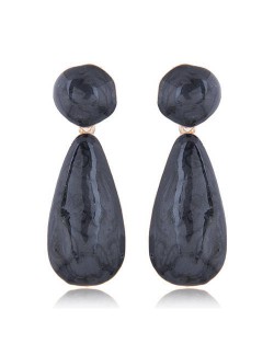 Coarse Texture Waterdrop Design Bold Fashion Women Earrings - Black