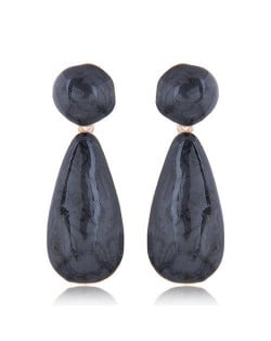 Coarse Texture Waterdrop Design Bold Fashion Women Earrings - Black